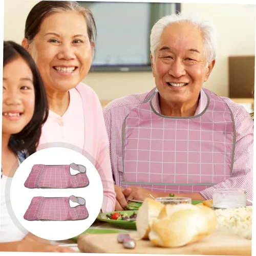 Vista 4 de FOMIYES 2 baberos para adultos mayores, lavables, impermeables, baberos para comida para adultos, baberos de silicona, baberos para adultos, baberos