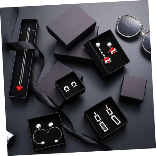 Vista 2 de Holibanna 75 cajas de joyería de anillo para mujer, organizador de joyas, cajas de joyería de cartón, cajas negras organizadoras, mini cajas