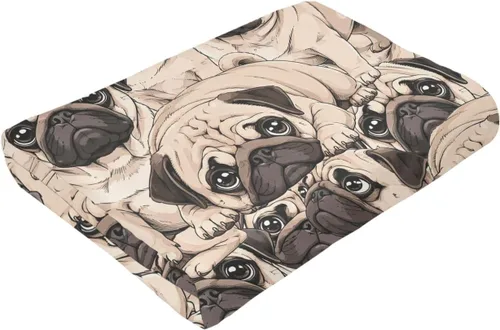 Vista 7 de Manta de perro de carlino, suave y acogedora manta de forro polar cálido para sofá cama de 60 x 50 pulgadas