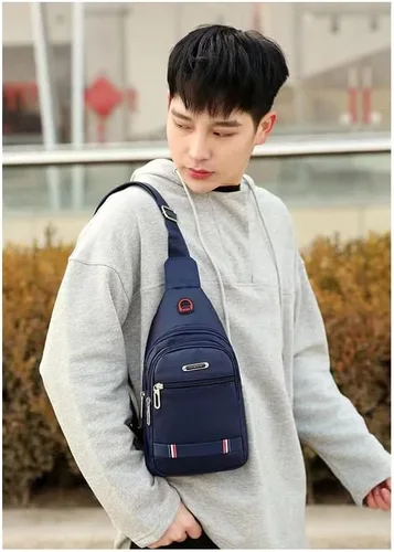 Vista 6 de Bolso de pecho de lona para hombre Bolsa de ocio deportiva pequeña mochila Oxford tela bolsa de mensajero de un solo hombro