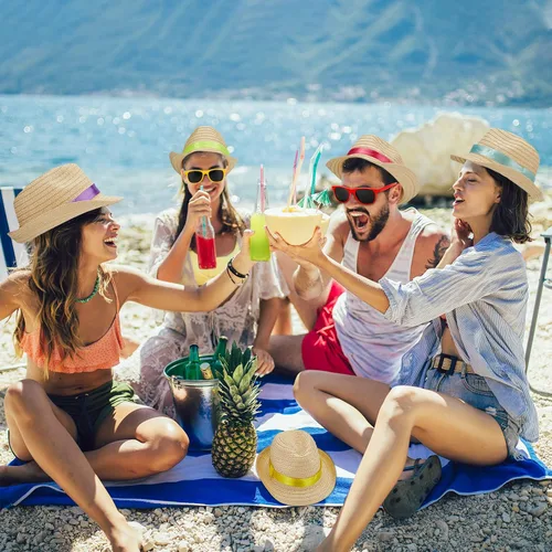 Vista 7 de Newcotte Sombreros de fiesta, sombreros de paja, sombrero Fedoraa a granel, sombreros de fiesta cubanos de la Habana con gafas de sol hawaianas