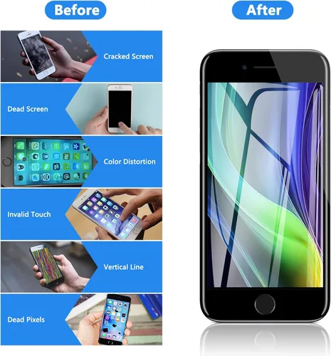 Vista 5 de Para iPhone 8/SE 2022 Reemplazo de pantalla de 3 generación, pantalla LCD de 4.7 pulgadas digitalizador de pantalla táctil con sello impermeable