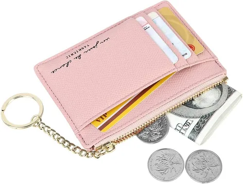 Vista 2 de Cartera minimalista para mujer, 8 tarjetas, monedero, monedero, bolsillo frontal, Casual