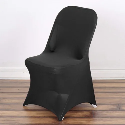 Vista 3 de BalsaCircle - 50 fundas para sillas plegables elásticas de elastano negro para fiestas, bodas, decoración de ropa de cama, comedor, ceremonia