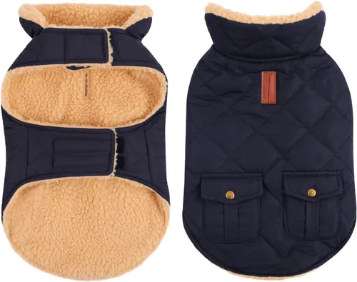 Vista 10 de Queenmore Abrigo de invierno para perro, chaqueta acolchada cálida e impermeable, con forro de felpa, chaleco térmico para clima frío, para perros