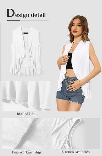 Vista 6 de Xeoxarel Cárdigan sin mangas para mujer con frente abierto (S-3XL)