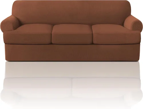 Vista 10 de PrinceDeco Fundas elásticas para sillón de 2 piezas, fundas de sofá para sillas con cojines en forma de T, fundas suaves para muebles con 1 funda