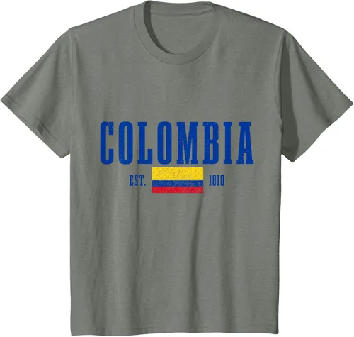 Vista 65 de Colombia Est. 1810 - Camiseta de Colombia Vintage, Negro, S