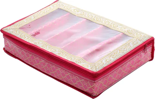 Vista 2 de Kuber Industries Brocade Hardboard Cinco Varillas Brazalete Caja (Rosa) - CTKTC42025