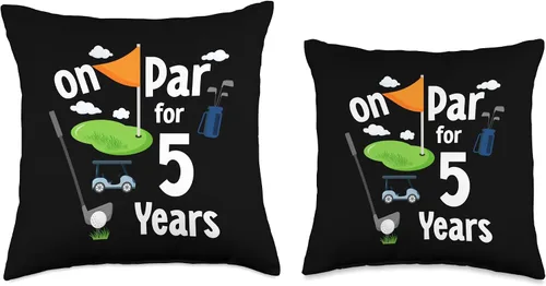 Vista 3 de On Par 5th Birthday Golf Player Theme 5 Year Old B-Day Throw Pillow, 16x16, Multicolor