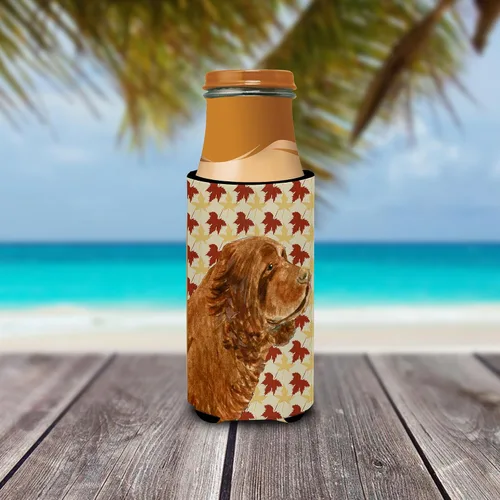 Vista 3 de Caroline's Treasures SS4346MUK Sussex Spaniel - Retrato de hojas de otoño para latas delgadas, funda enfriadora, lavable a máquina, funda