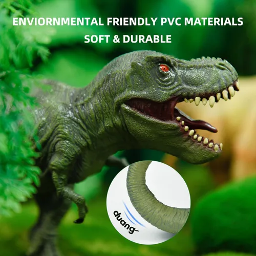 Vista 4 de RECUR Juguetes de dinosaurio Tyrannosaurus Rex de 13 pulgadas, figura de acción realista de T-Rex, figura de juguete Jurassic Trex, modelo de mundo