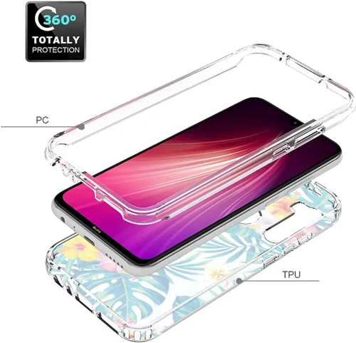 Vista 3 de Funda para Redmi Note 8 (2019/2021) M1908C3JH con protector de pantalla de vidrio templado, funda protectora de cuerpo completo transparente de TPU