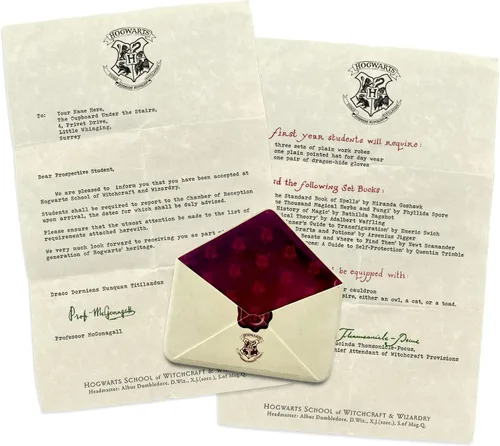 Vista 11 de Harry Potter - Carta de aceptación de Hogwarts - Imán funcional de resina de sobre de 3.5" x 3.5" con carta de 5" x 8" de la profesora McGonagall