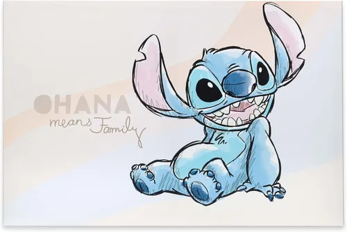 Vista 7 de Open Road Brands Disney Lilo y Stitch con ángel Lienzo envuelto en galería Decoración de pared - Adorable arte de pared de Stitch para decoración