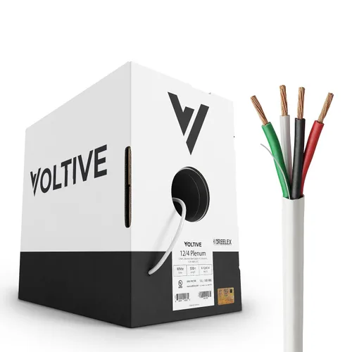 Vista 23 de Voltive Cable de altavoz 12/2, Plenum CL3P, blanco, 500 pies - 12 AWG, 2 conductores, cobre trenzado sin oxígeno, listado UL - V-1214-2