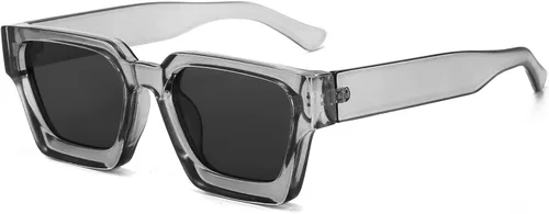 Vista 174 de AIEYEZO Gafas de sol cuadradas para mujeres y hombres, gafas de sol cuadradas con montura gruesa, estilo de diseñador simple