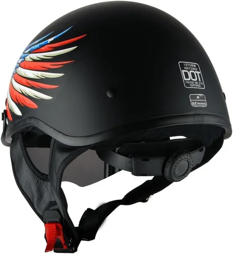 Vista 7 de 1Storm Casco de media cara para motocicleta, ciclomotores, scooter, piloto con visera ahumada interior retráctil