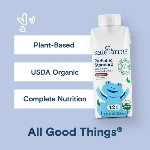 Vista 4 de KATE FARMS - Batido de nutrición pediátrica orgánica de chocolate alto en calorías 1.2, 12g de proteína, 27 vitaminas y minerales, reemplazo