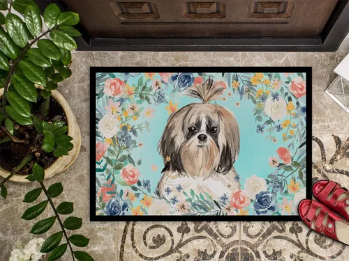 Vista 3 de Caroline's Treasures CK3410MAT - Tapete Shih Tzu de 18 x 27 pulgadas, para interiores y exteriores, para entrada, antideslizante, lavable, de pelo