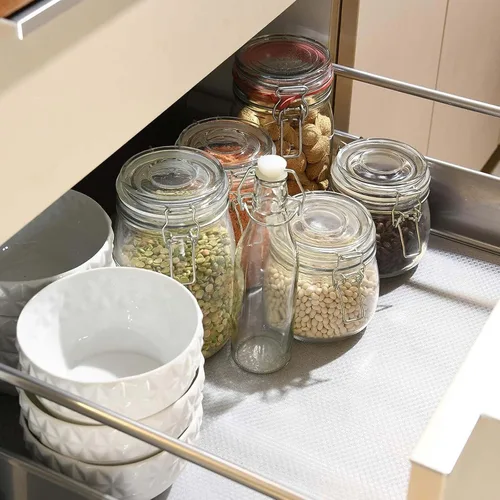 Vista 2 de Thick Clear Drawer Liners,Non-Adhesive EVA Shelf and Drawer Liner for Kitchen Cabinet,Decorative Organizer Shelf Cover,Non Slip Waterproof Shelf
