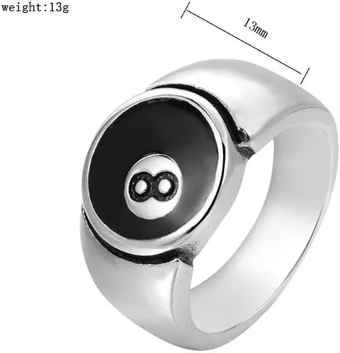 Vista 2 de OAKKY Anillo de acero inoxidable para hombre, 8 bolas, sello gótico de la suerte