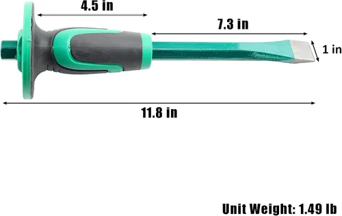 Vista 3 de Cincel para Albañilería con Protector de Mano, Cincel de Extremo Plano de 12 Pulgadas de Alta Resistencia para Demoler, Tallar, Dividir, Romper