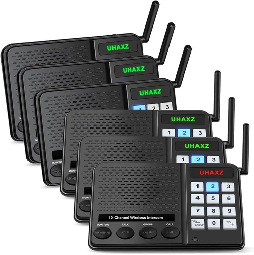 Vista 8 de Intercomunicadores inalámbricos para el hogar, intercomunicador de largo alcance de 6000 pies Intercom for Elderly 3 Code 10 Channel, Group Call