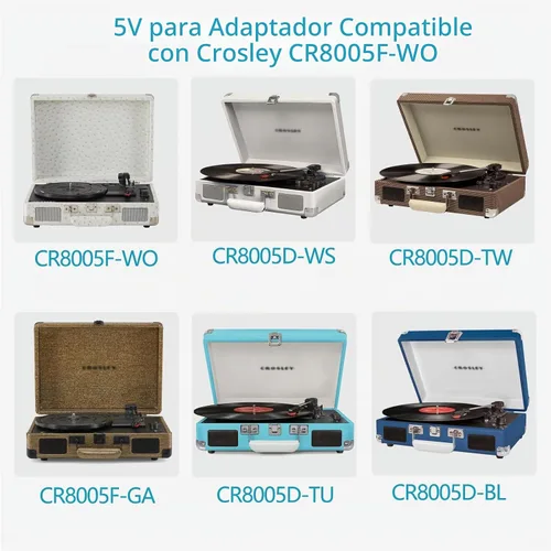 Vista 4 de VHBW Cable de alimentación de 5 V de repuesto para Crosley CR8005F CR8005D adaptador compatible con Crosley Cruiser Plus tocadiscos portátil