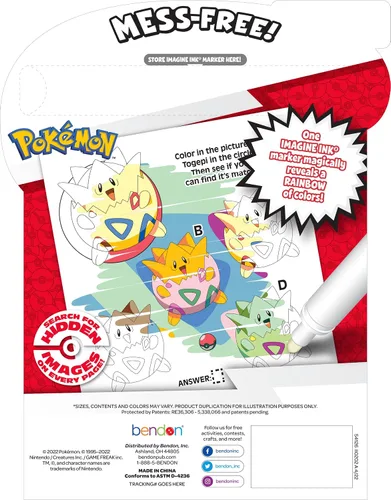 Vista 2 de Bendon Imagine Ink Pokemon Magic Ink - Libro de imágenes y juego con marcador sin desorden