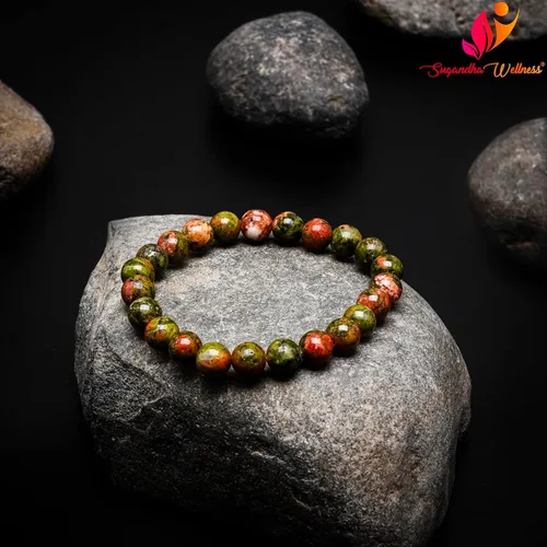 Vista 4 de Juego de collar de orgonita y pulsera de unakita. Colgante de cristal curativo natural para protección Joyas de piedra para hombres y mujeres