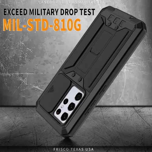 Vista 2 de Funda de metal para Samsung Galaxy S21/S21 Plus/S21 Ultra, [grado militar a prueba de golpes] [protector de pantalla integrado] Funda protectora