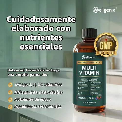 Vista 6 de Suplemento líquido nutricional Balanced Essentials, 32 onzas, Very Berry, HBE, 1, 1