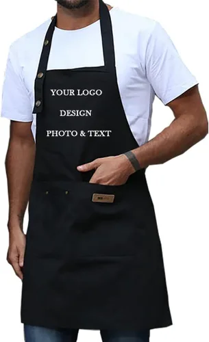 Vista 17 de Delantal personalizado para hombres y mujeres, delantales de lona de cocina personalizados con bolsillos, nombre, texto, logotipo, imagen