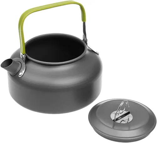 Vista 3 de Docooler - Hervidor de agua portátil ultraligero de 0.8 litros para exteriores, senderismo, camping, picnic, tetera, cafetera, compacta