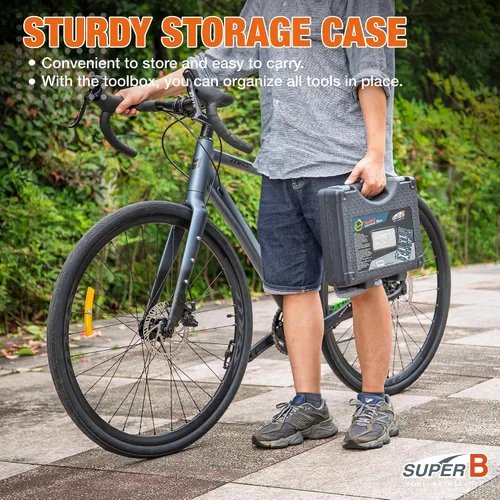Vista 10 de Super B Juego de herramientas de bicicleta - Kit de reparación de bicicletas con estuche de transporte - Herramientas de mantenimiento de bicicletas