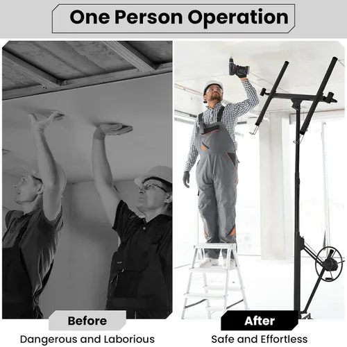 Vista 4 de Rovibek Elevador de Paneles de Yeso de 11 Pies, Elevador de Sheetrock Elevador de Paneles de Yeso para Techo, Polipasto de Panel de Yeso con Brazo