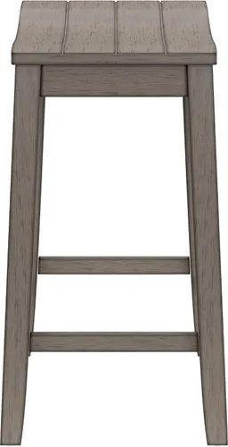 Vista 8 de Hillsdale Fiddler Taburete de altura de mostrador de madera sin respaldo con asiento estilo silla de montar, gris envejecido gris (Aged Gray)
