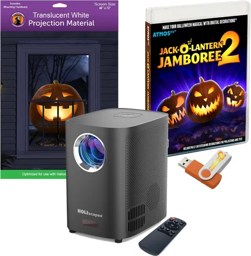 Vista 26 de HoliScapes® Kit de proyector USB - Taller de Santas + proyector + pantalla de proyección de 48 x 72 pulgadas