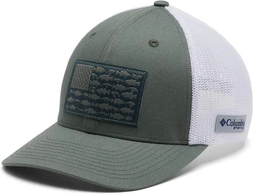 Vista 18 de Columbia Gorra unisex de malla con bandera de pez PFG para adultos, corona baja