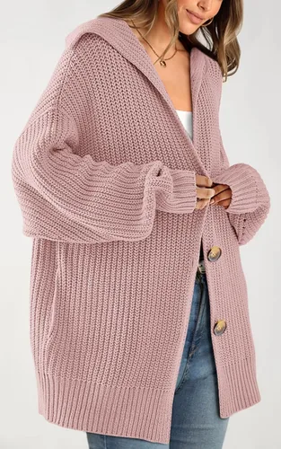 Vista 4 de PRETTYGARDEN Suéteres tipo cárdigan de gran tamaño con frente abierto para mujer, a la moda, para otoño, ligeros, de punto acanalado, para otoño