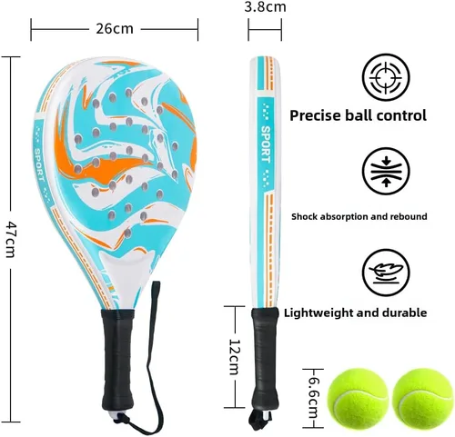 Vista 2 de Raqueta de pádel – superficie ABS y núcleo de espuma EVA, raquetas de pádel de playa para adultos – al aire libre, arena, patio trasero, diversión