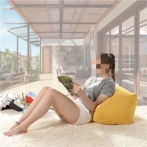 Vista 6 de Sillón puf, asiento suave para el suelo, reposapiés acolchado, otomana de relleno de gránulos EPP, cómoda silla de sofá para sala de estar, balcón