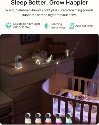 Vista 6 de Dr.Care LumiView Smart WiFi Baby Monitor con cámara y clip de montaje