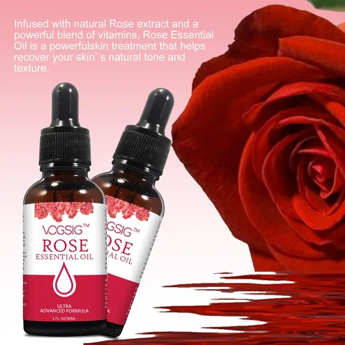 Vista 5 de Aceite Esencial de Rosa 1.0 fl oz - Aromaterapia, Hidratante de la Piel, Anti-Envejecimiento, Reduce la Pigmentación, Absorbido Rápidamente