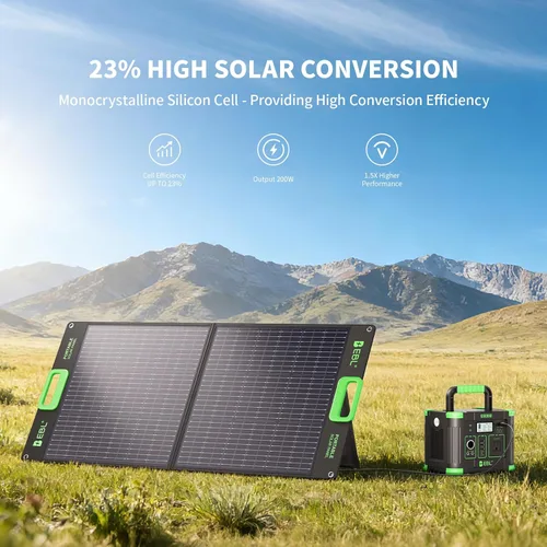 Vista 5 de El panel solar portátil de EBL 100W para la central eléctrica, prenda impermeable IP65 plegable Negro