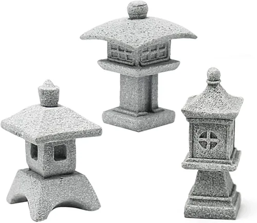 Vista 7 de Saihisday 3 piezas de mini escultura de piedra arenisca de pagoda, figuras de pagoda zen china para jardín, oficina, hogar, decoración de escritorio