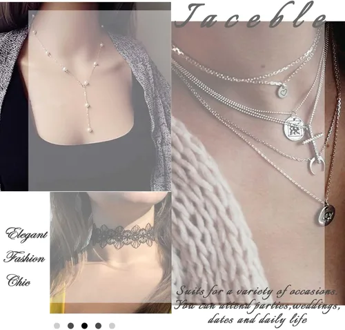 Vista 7 de Collar de gargantilla con estrella de Bohemia, collar de cristal Lariat, collar de diamantes de oro en capas, collar vintage con diamantes