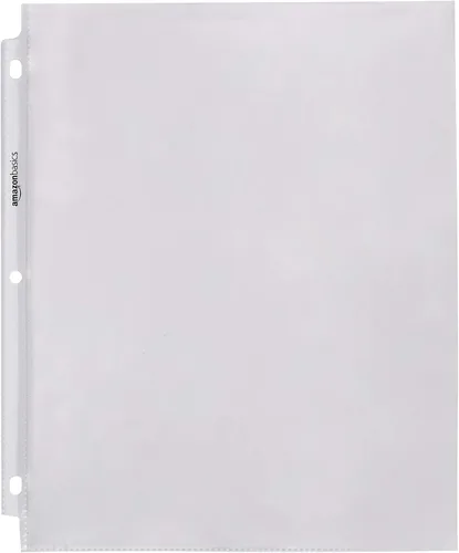 Vista 2 de Amazon Basics Protectores de hojas resistentes para almacenamiento de páginas, transparentes, paquete de 100