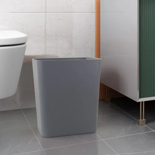 Vista 8 de Paquete de 3 cubos de basura grises de 4.5 galones, contenedor de basura Construcción de plástico resistente, forma rectangular que ahorra